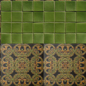 Double Tree of Life Faux op zwart reliëfpatroon Tegeltje