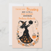 Double Trouble Brew - Een Tweeling Halloween Baby  Kaart (Voorkant)