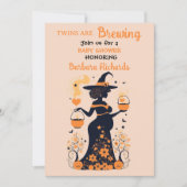 Double Trouble Brew - Een Tweeling Halloween Baby  Kaart (Voorkant)
