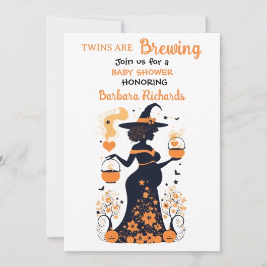 Double Trouble Brew - Een Tweeling Halloween Baby  Kaart (Voorkant)