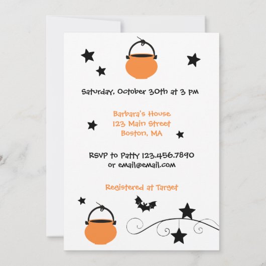 Double Trouble Brew - Een Tweeling Halloween Baby  Kaart (Achterkant)