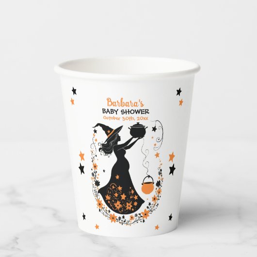 Double Trouble Brew - Een Tweeling Halloween Baby  Papieren Bekers (Voorkant)