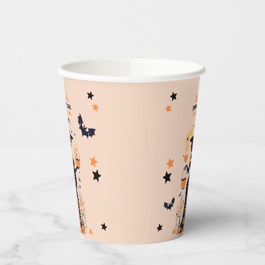 Double Trouble Brew - Een Tweeling Halloween Baby Papieren Bekers (Links)