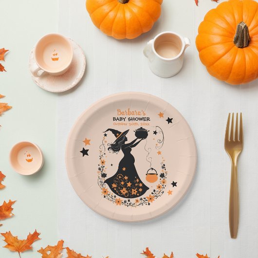 Double Trouble Brew - Een Tweeling Halloween Baby  Papieren Bordje