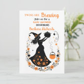 Double Trouble Brew - Tweeling Halloween Baby show Kaart (Staand voorkant)
