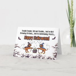 Double Trouble Dog Halloween – Behandelingen Oproe Feestdagen Kaart