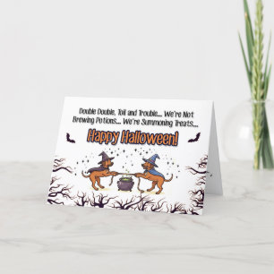 Double Trouble Dog Halloween – Behandelingen Oproe Feestdagen Kaart