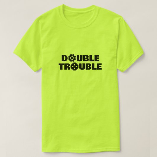 DOUBLE TROUBLE grappig pickleball t shirt voor tea (Design voorkant)