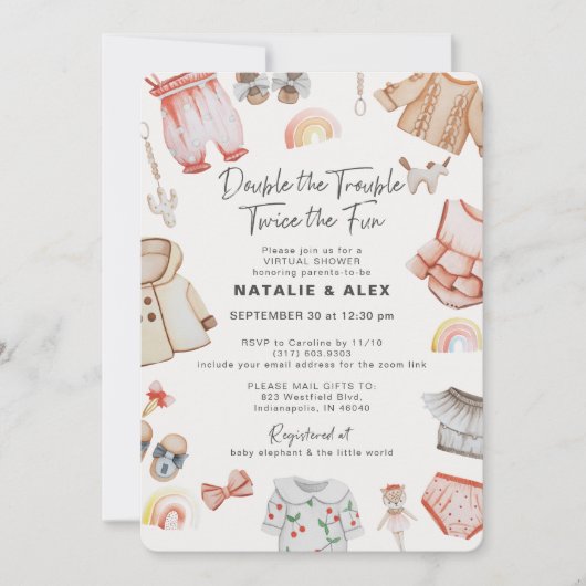 Double Trouble Meisje Twins Roze Virtual Baby show Kaart (Voorkant)