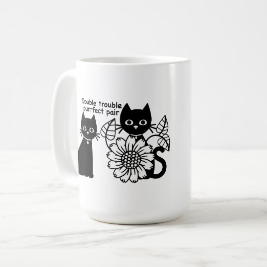 Double Trouble Purrfect Pair Cat Mok (Voorkant links)