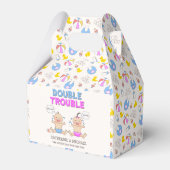 Double Trouble Twin Boy & Girl Baby shower Bedankdoosjes (Voorkant Zijde)