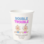 Double Trouble Twin Boy & Girl Baby shower Papieren Bekers (Voorkant)