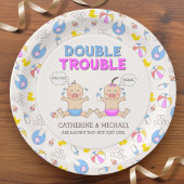 Double Trouble Twin Boy & Girl Baby shower Papieren Bordje