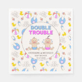 Double Trouble Twin Boy & Girl Baby shower Servet (Voorkant)