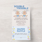 Double Trouble Twin Boys Baby shower All In One Uitnodiging (Binnen)