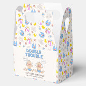 Double Trouble Twin Boys Baby shower Bedankdoosjes (Geopend)