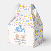 Double Trouble Twin Boys Baby shower Bedankdoosjes (Voorkant Zijde)