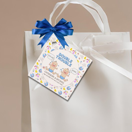 Double Trouble Twin Boys Baby shower Bedankjes Labels