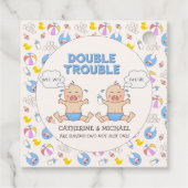 Double Trouble Twin Boys Baby shower Bedankjes Labels (Achterkant)
