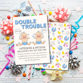 Double Trouble Twin Boys Baby shower Bedankkaart