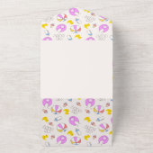 Double Trouble Twin Meisjes Baby shower All In One Uitnodiging (Buitenkant)