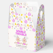 Double Trouble Twin Meisjes Baby shower Bedankdoosjes (Geopend)