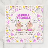 Double Trouble Twin Meisjes Baby shower Bedankjes Labels (Achterkant)