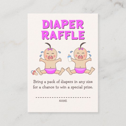 Double Trouble Twin Meisjes Baby shower Informatiekaartje (Voorkant)