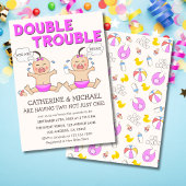 Double Trouble Twin Meisjes Baby shower Kaart