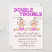 Double Trouble Twin Meisjes Baby shower Kaart (Voorkant)