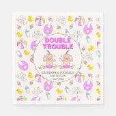 Double Trouble Twin Meisjes Baby shower Servet (Voorkant)