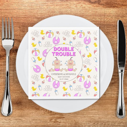 Double Trouble Twin Meisjes Baby shower Servet