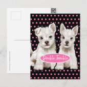 Double Trouble twin pups briefkaart (Voorkant / Achterkant)