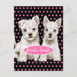 Double Trouble twin pups briefkaart
