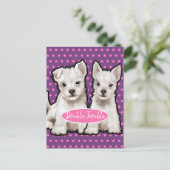 Double Trouble twin pups briefkaart (Staand voorkant)