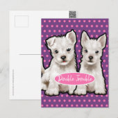 Double Trouble twin pups briefkaart (Voorkant / Achterkant)