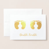 Double Trouble Twins Nieuwe baby aankondiging Goud (Voorkant met envelop)