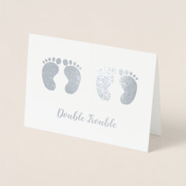 Double Trouble Twins Nieuwe baby Aankondiging Zilv