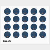 Double Xi Oranje + Navy Knot Bedankt cadeaulabel Ronde Sticker (Vel)