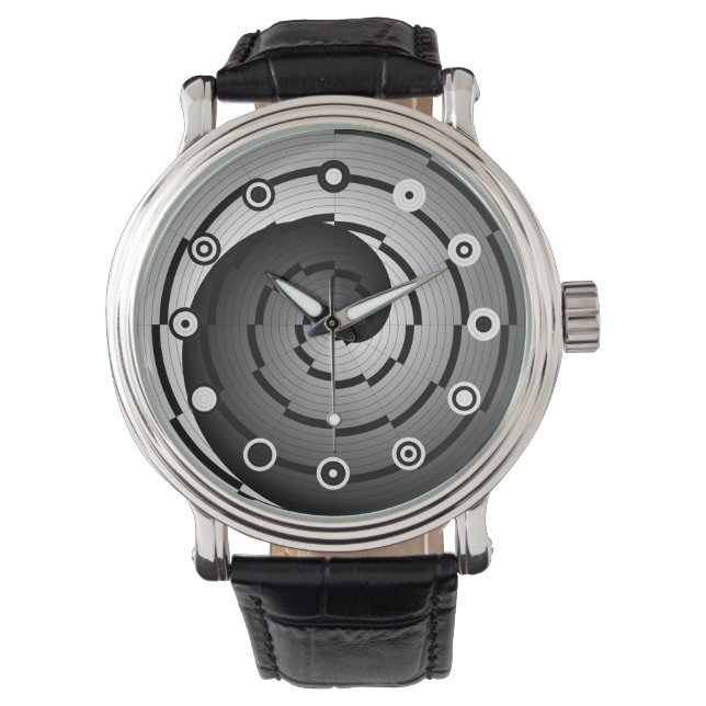 Double Yin Yang Spiral (Binair) van Kenneth Yoncic Horloge (Voorkant)