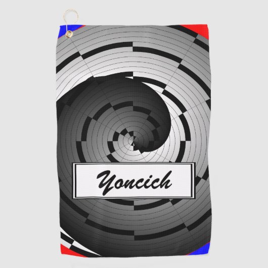 Double Yin Yang Spiral van Kenneth Yoncich Golfhanddoek (Voorkant)