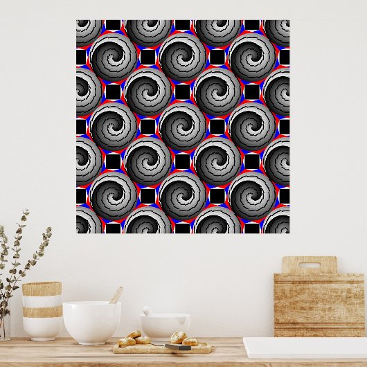 Double Yin Yang Spiral van Kenneth Yoncich Poster (Keuken)