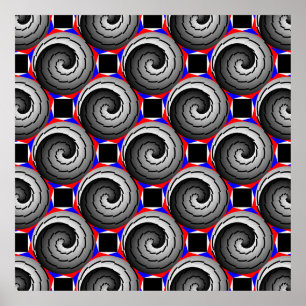 Double Yin Yang Spiral van Kenneth Yoncich Poster