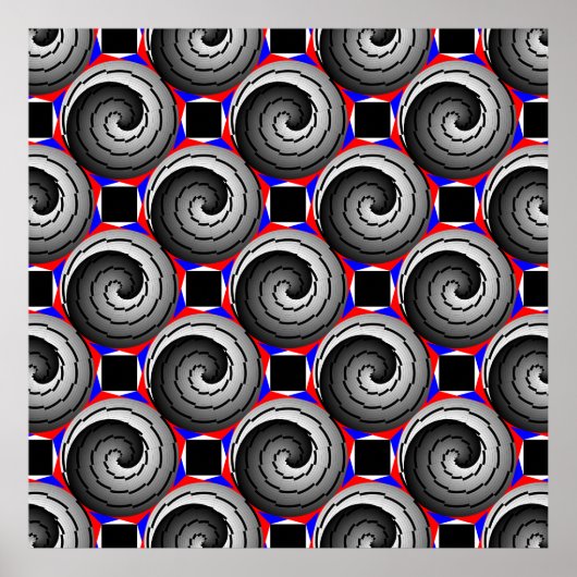 Double Yin Yang Spiral van Kenneth Yoncich Poster (Voorkant)