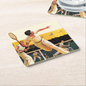 Doubles Tennis Match Kartonnen Onderzetters (Schuin)