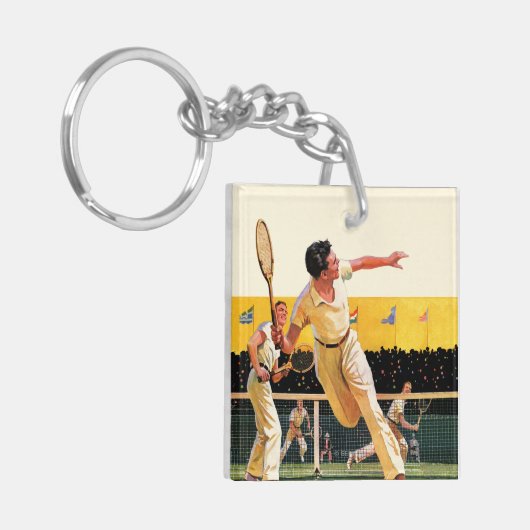 Doubles Tennis Match Sleutelhanger (Voorkant Links)