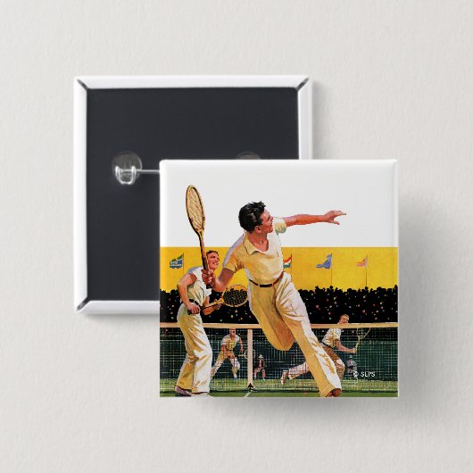 Doubles Tennis Match Vierkante Button 5,1 Cm (Voorkant /achterkant)
