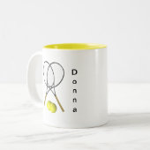 Doubles Tennis Personalized Sport Tweekleurige Koffiemok (Voorkant links)