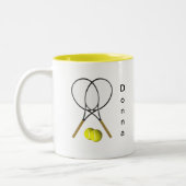 Doubles Tennis Personalized Sport Tweekleurige Koffiemok (Links)
