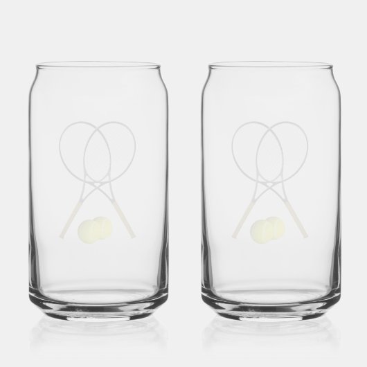 Doubles Tennis Sport Theme Blikvorm Glas (Achterkant)